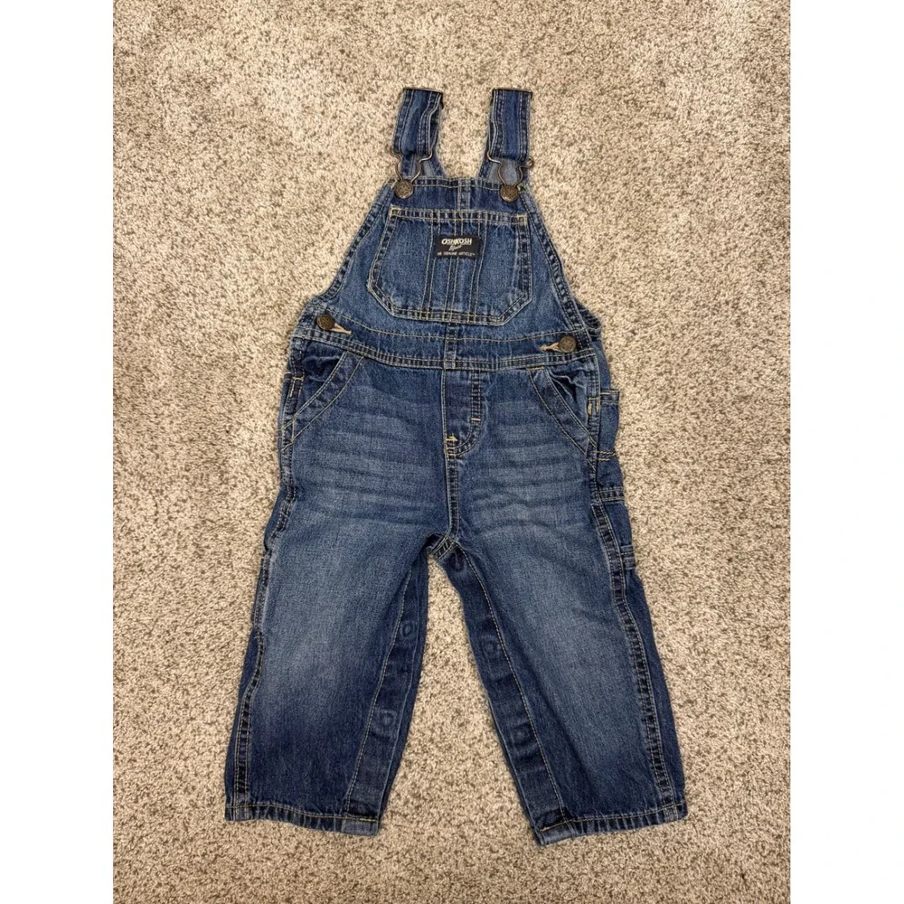 OshKosh B'gosh Denim Overalls Kids 18M Blue Carpenter Pocket Classic